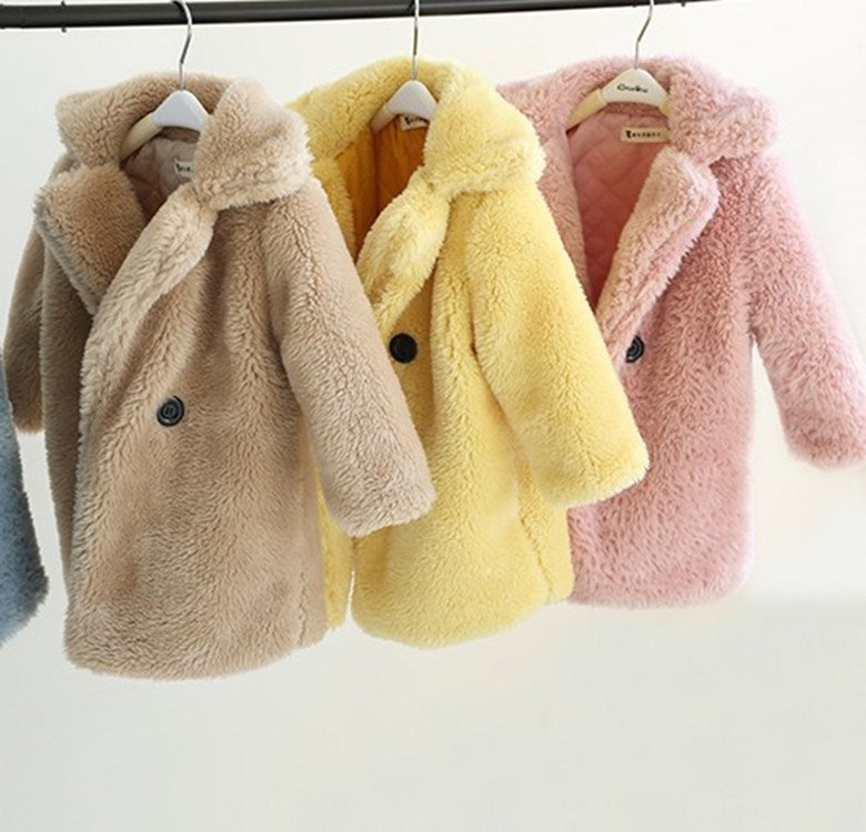 Children's Cashmere Fur Coat With Satin Interior