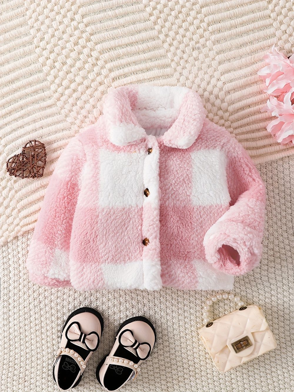 Baby Girls Pink Plaid Cotton Jacket