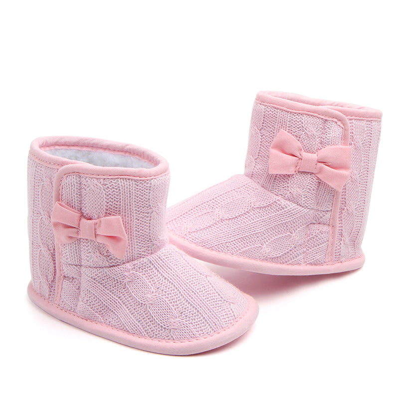 Wool Knitted Winter Bow Baby Boots