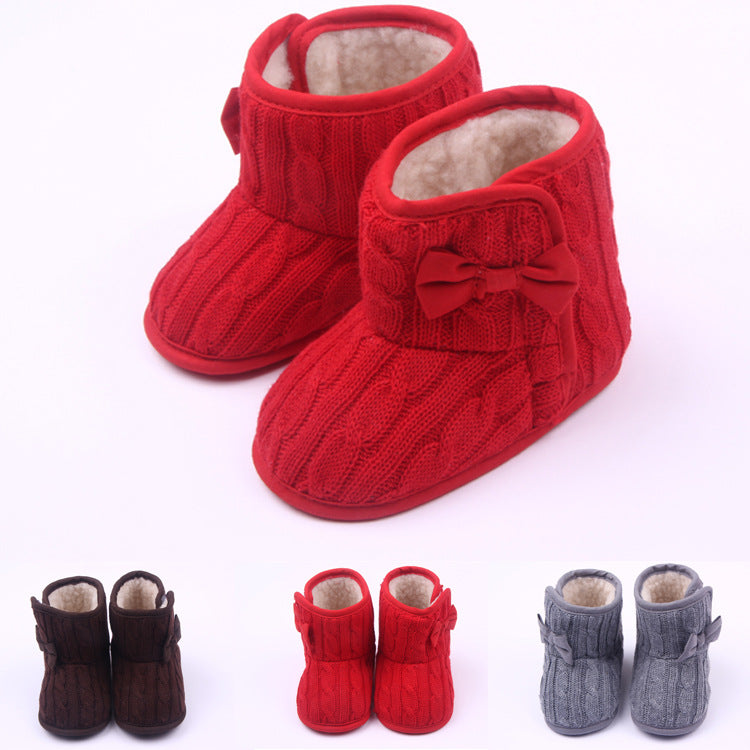 Wool Knitted Winter Bow Baby Boots