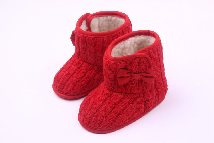 Wool Knitted Winter Bow Baby Boots