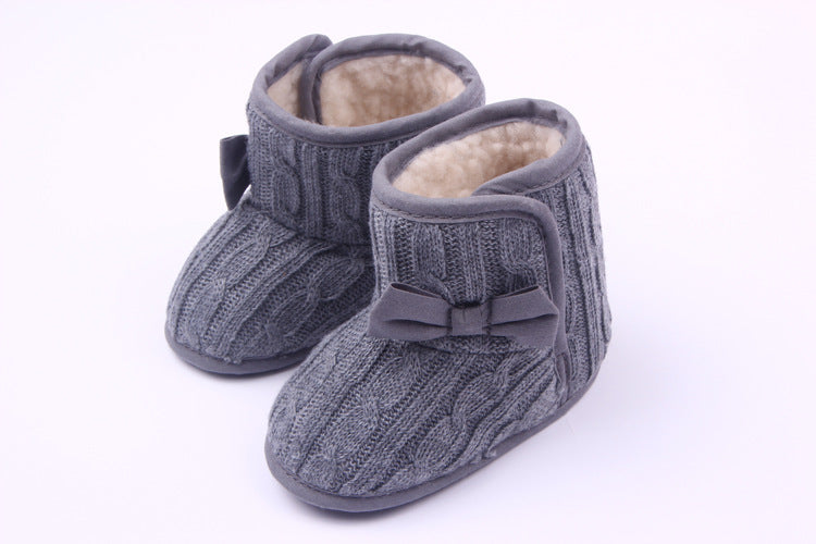 Wool Knitted Winter Bow Baby Boots