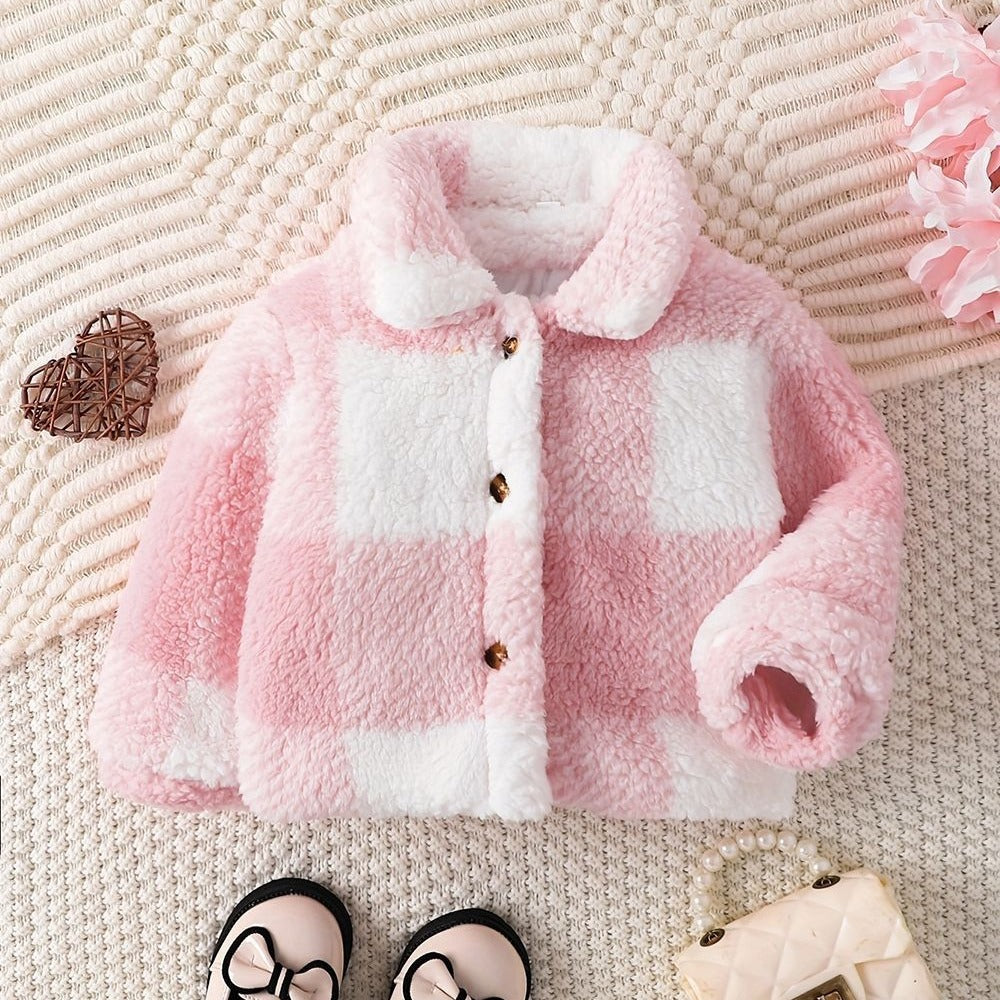 Baby Girls Pink Plaid Cotton Jacket