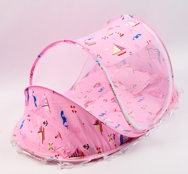 Portable Netted Baby Bed With Pillow Included