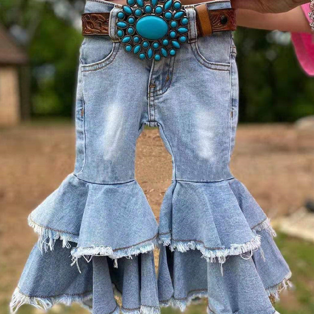 Double Ruffle Baby Denim Jeans