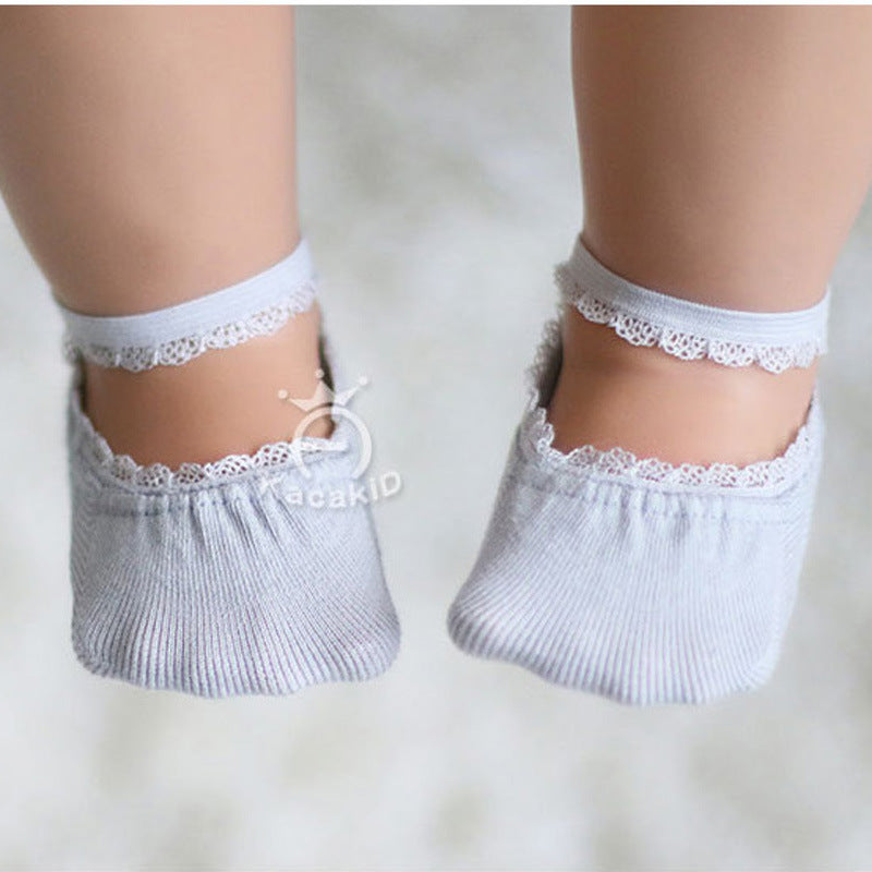 Girls Shallow Lace Boat Socks