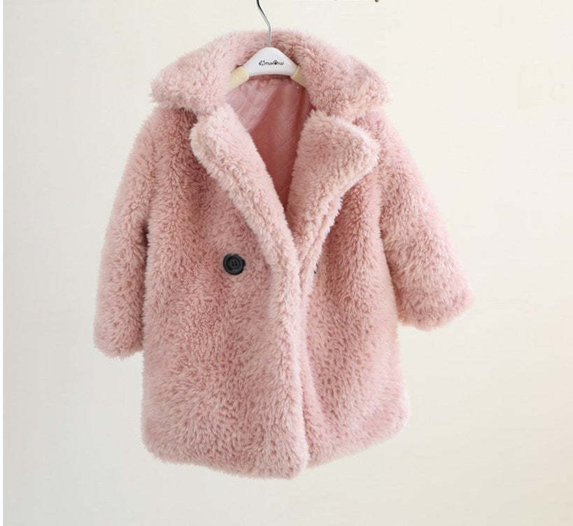 Children's Cashmere Fur Coat With Satin Interior