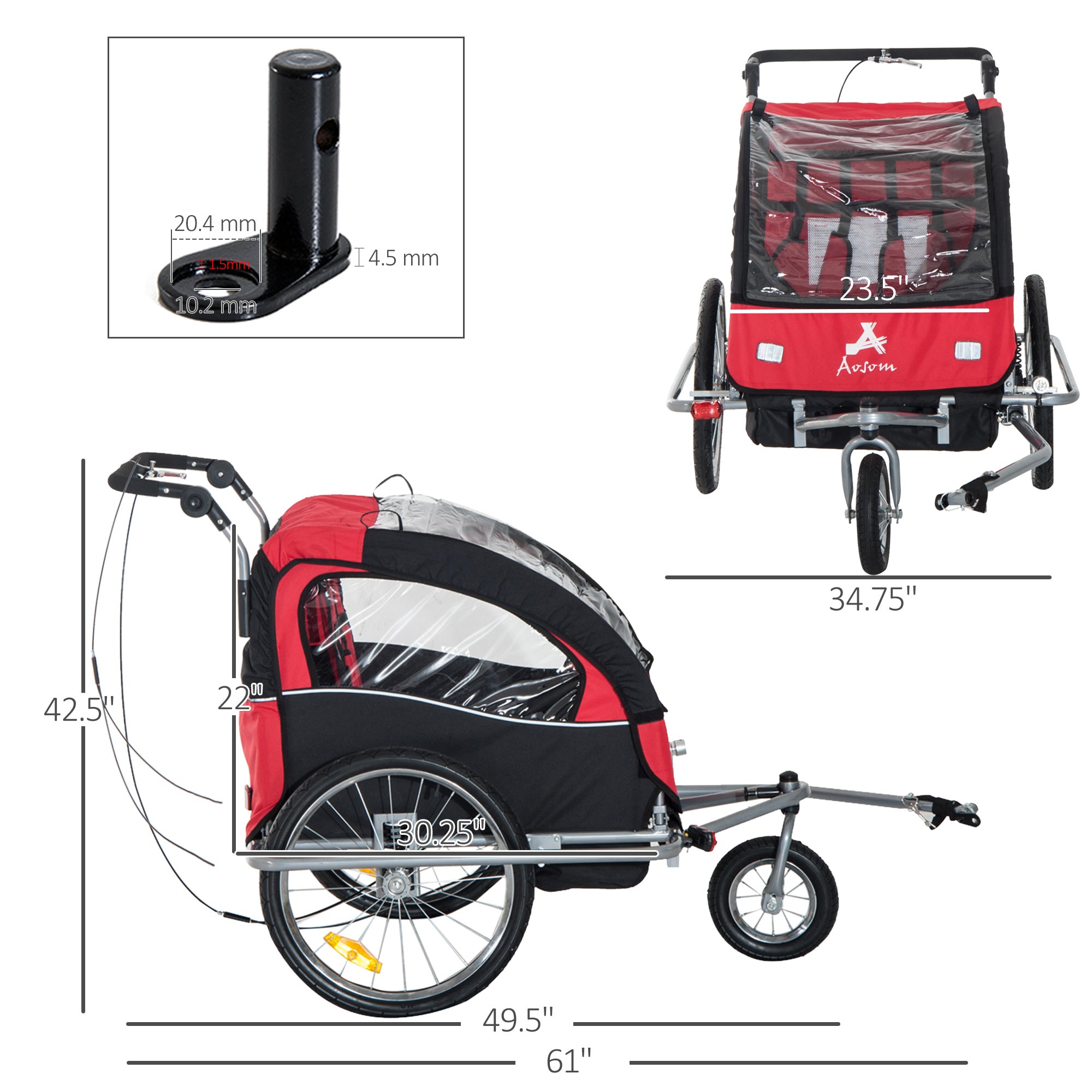 Elite 360 Double Child Two-Wheel Bicycle Cargo Trailer With 2 Security Harnesses