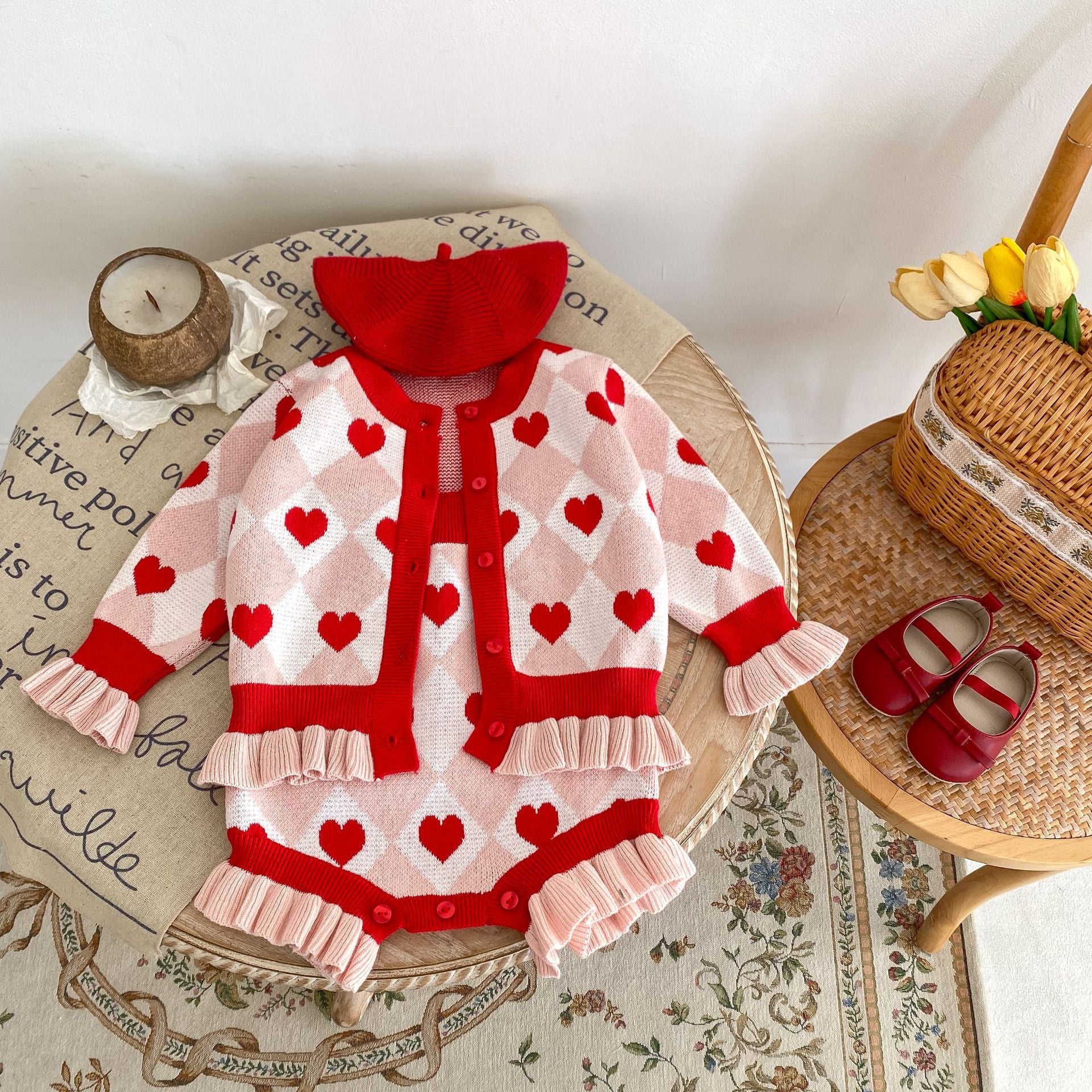 Autumn Baby Girl Heart-shape Knitted 2 Piece