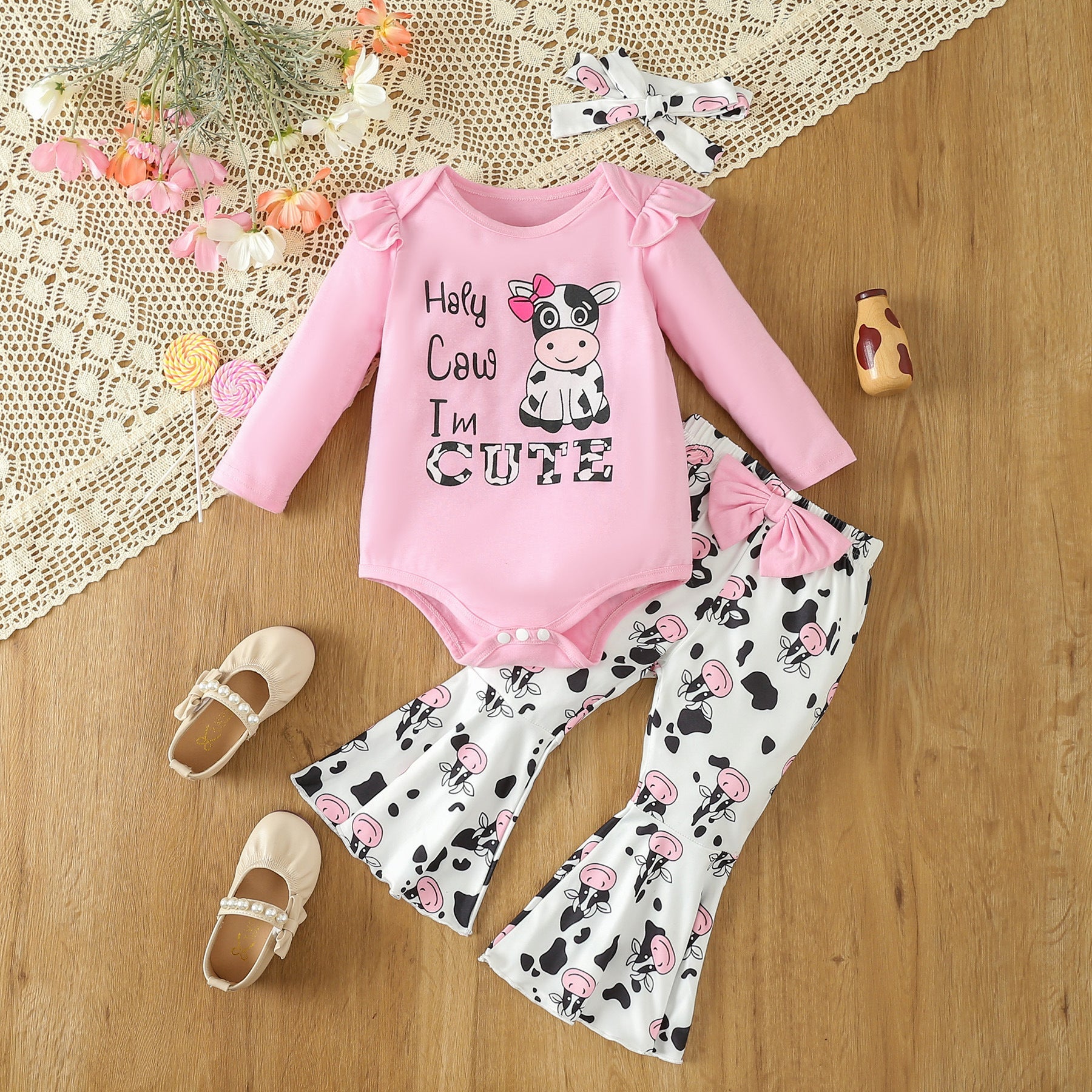 Infant Toddler Girls "Holy Cow I’m Cute" 2-Piece Outfit Set – Adorable