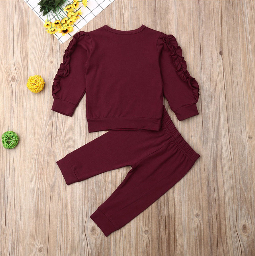Newborn Baby Girls Ruffles Jumper Long Sleeve 2Pc Fall Outfits