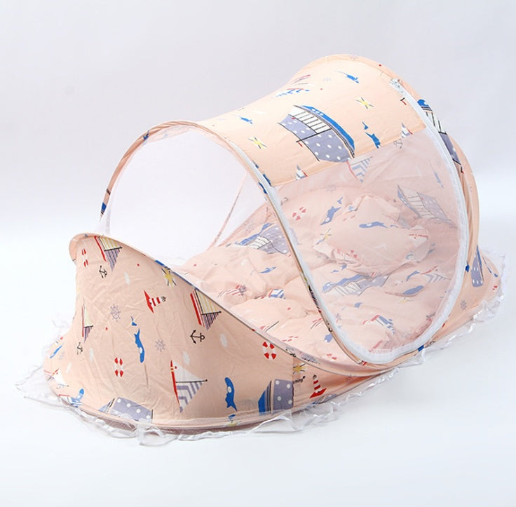 Portable Netted Baby Bed With Pillow Included