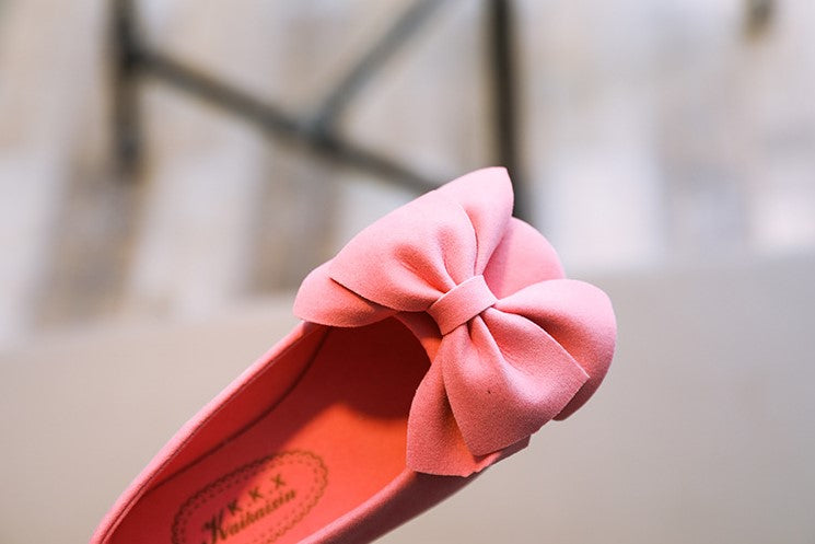 Solid Color Bow Princess Shoes