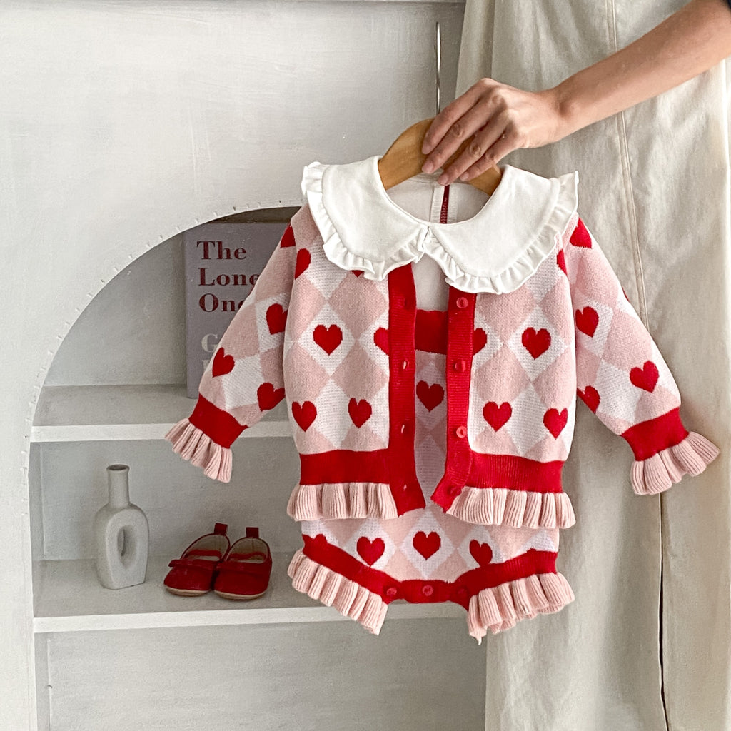 Autumn Baby Girl Heart-shape Knitted 2 Piece