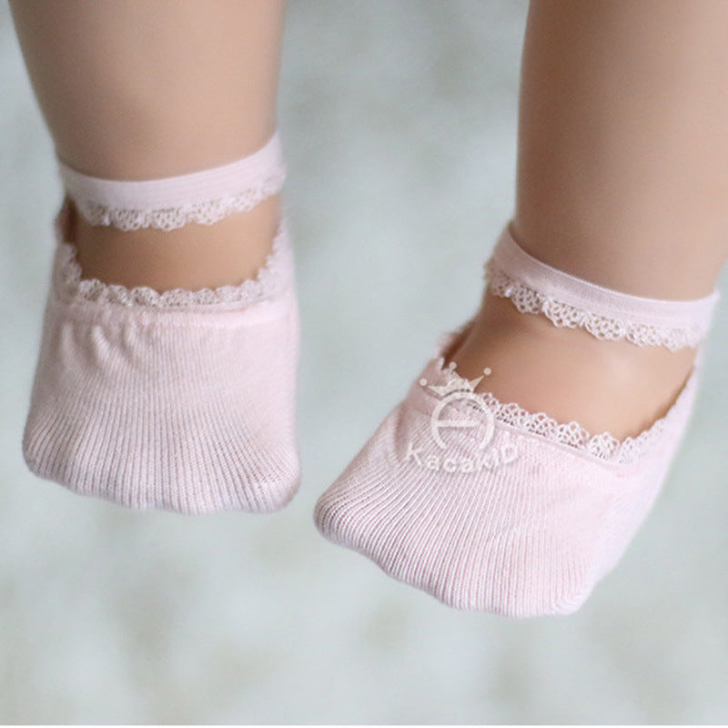 Girls Shallow Lace Boat Socks