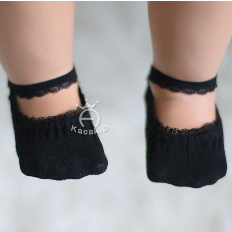 Girls Shallow Lace Boat Socks