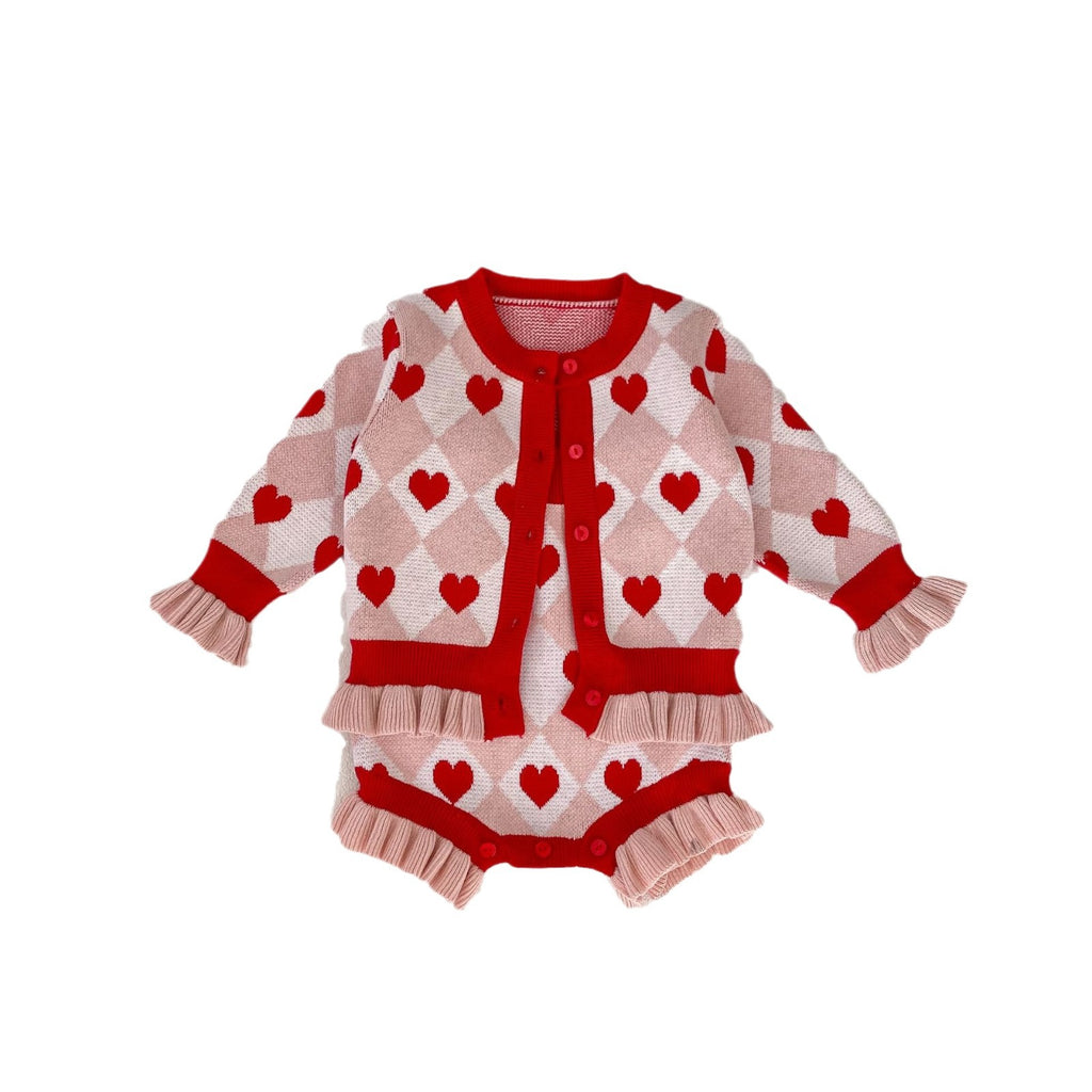 Autumn Baby Girl Heart-shape Knitted 2 Piece