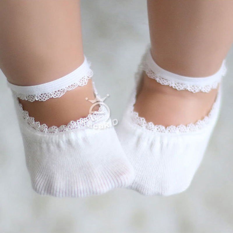 Girls Shallow Lace Boat Socks