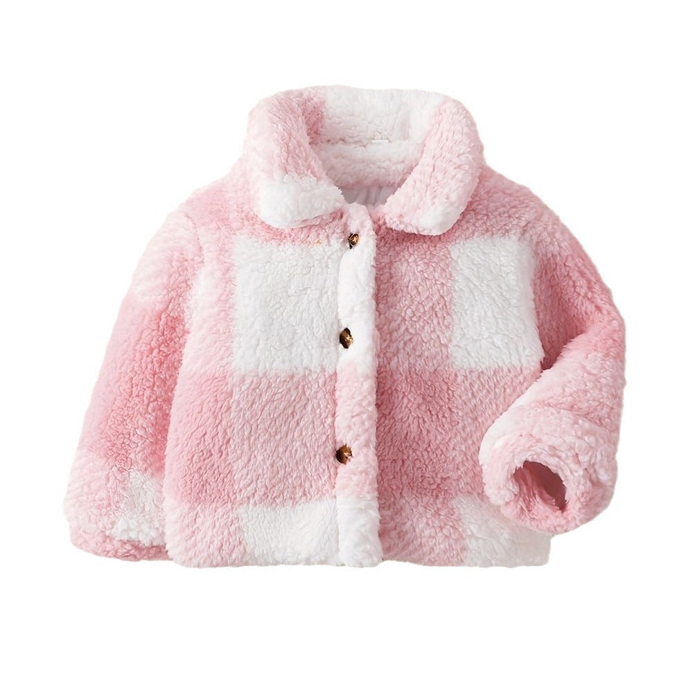 Baby Girls Pink Plaid Cotton Jacket