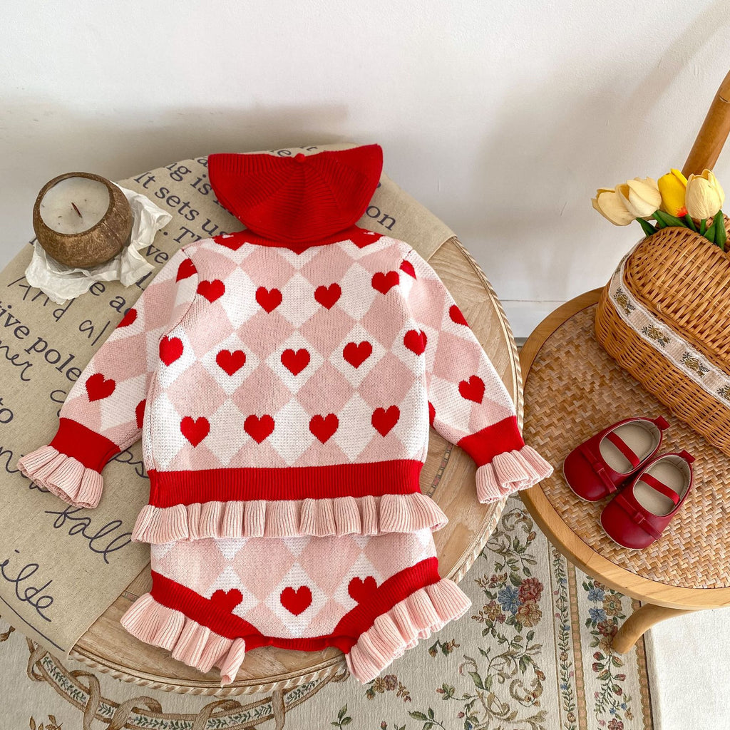 Autumn Baby Girl Heart-shape Knitted 2 Piece