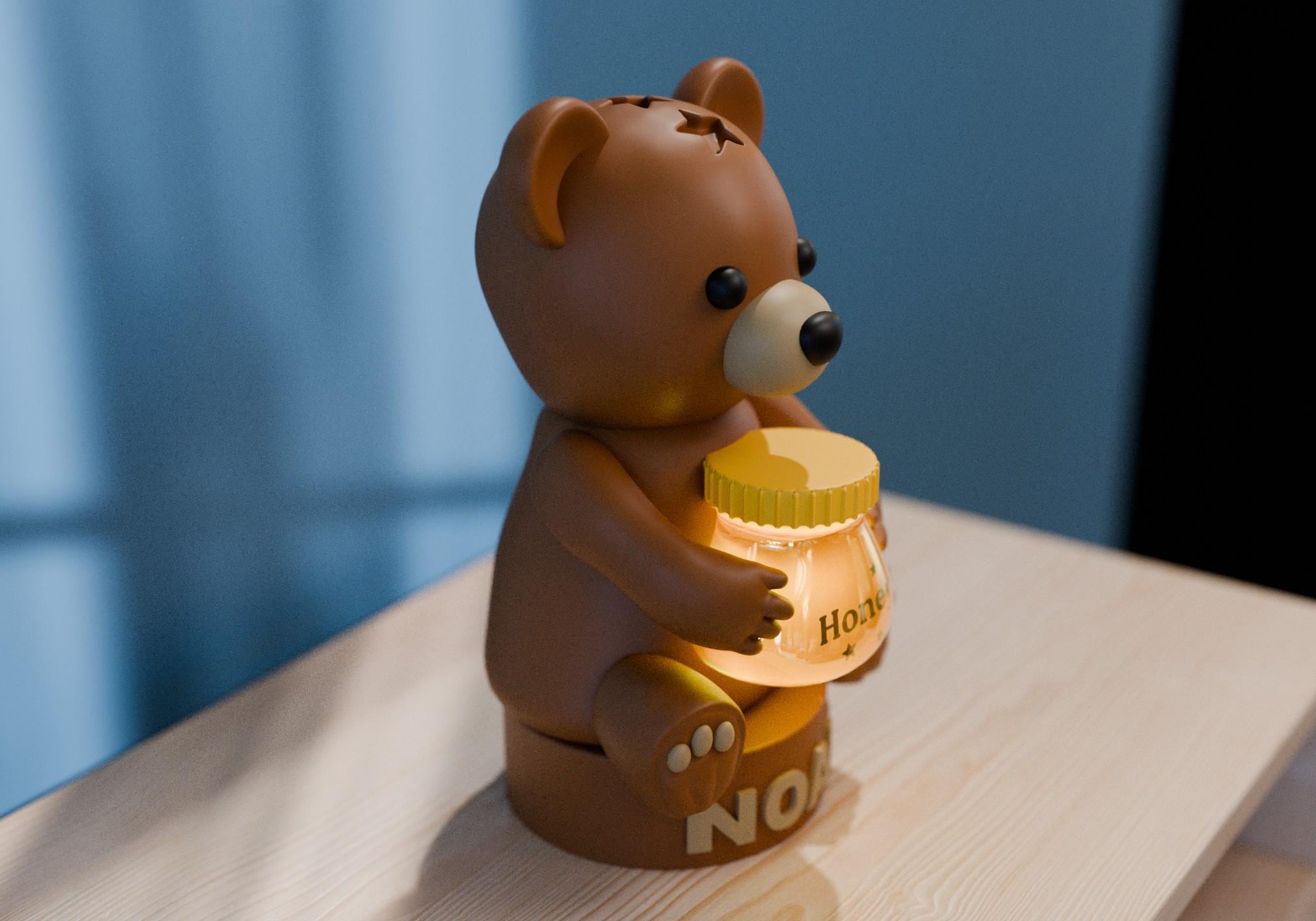 Personalized Teddy Bear Night Light – Custom Baby Room Decor Gift | 4"