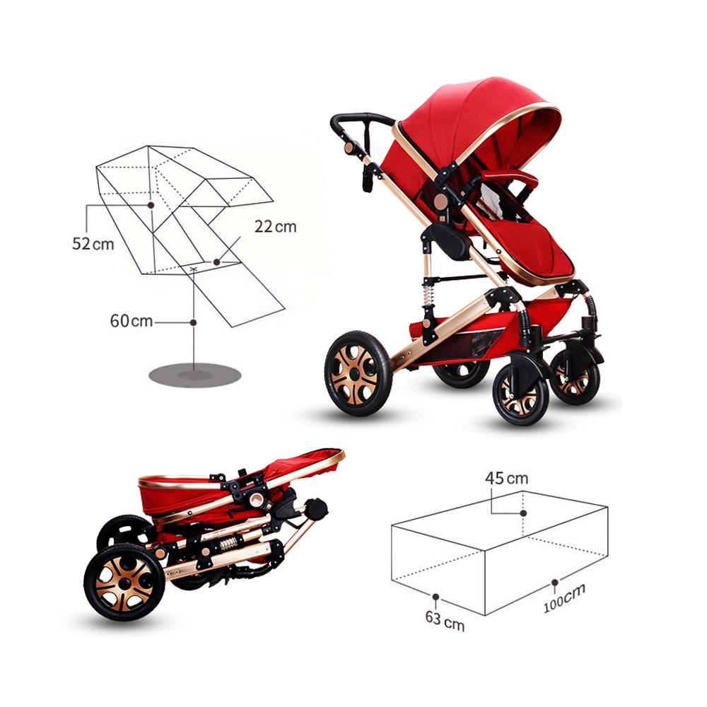 Foldable Luxury Baby Stroller 3 in 1