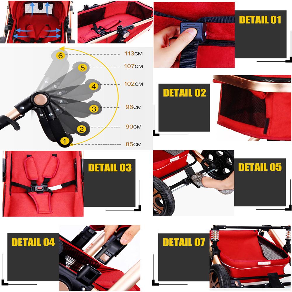 Foldable Luxury Baby Stroller 3 in 1